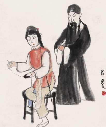 关良 癸卯（1963年）作 乌龙院 立轴